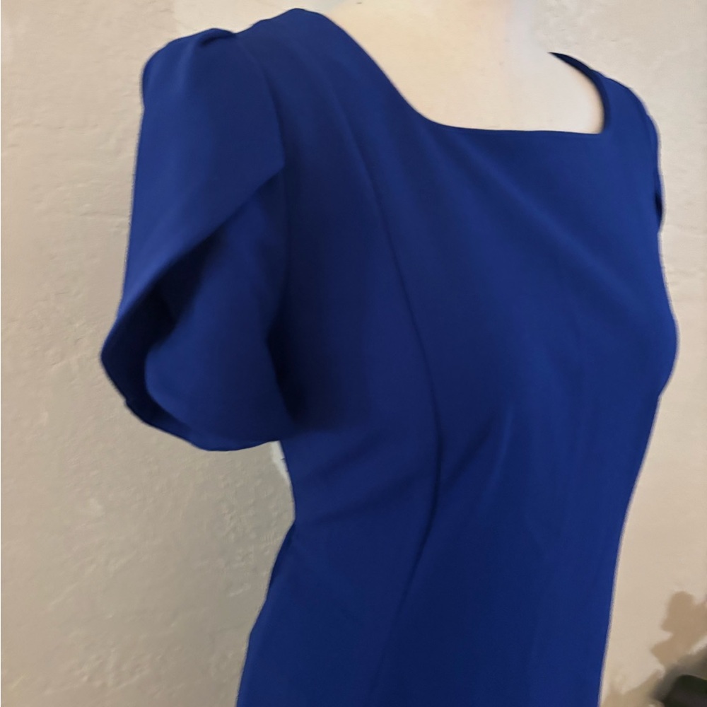 Royal Blue Sheath Dress with Puff Tulup Sleeves Sz 16 NWT - Picture 3 of 10